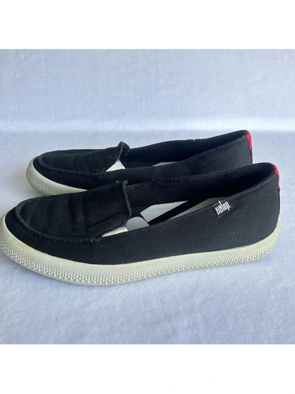 FitFlop Womens Shoes Sunny Size 11 Black Canvas Loafer Sneaker Slip On Shoes